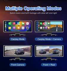 11.26" 4K Car DVR – Dual Lens Dash Cam with Wireless CarPlay & Android Auto