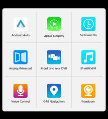 11.26" 4K Car DVR – Dual Lens Dash Cam with Wireless CarPlay & Android Auto