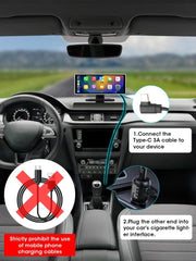 11.26" 4K Car DVR – Dual Lens Dash Cam with Wireless CarPlay & Android Auto