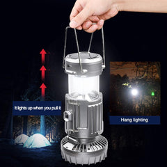 Portable LED Camping Lantern with Fan – Solar & Rechargeable