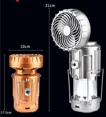 Portable LED Camping Lantern with Fan – Solar & Rechargeable