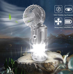Portable LED Camping Lantern with Fan – Solar & Rechargeable