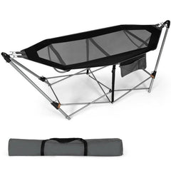 Black Portable Camping Hammock – Foldable with Stand & Carry Case