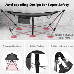 Black Portable Camping Hammock – Foldable with Stand & Carry Case