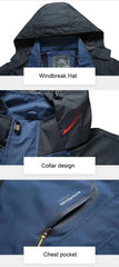 Men’s Waterproof Autumn Hiking Jacket – Hooded Windbreaker