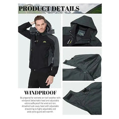 Men’s Waterproof Autumn Hiking Jacket – Hooded Windbreaker