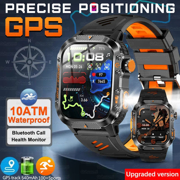 2025 GPS Military Smart Watch – 10ATM Waterproof, BT Call