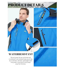 Men’s Waterproof Autumn Hiking Jacket – Hooded Windbreaker