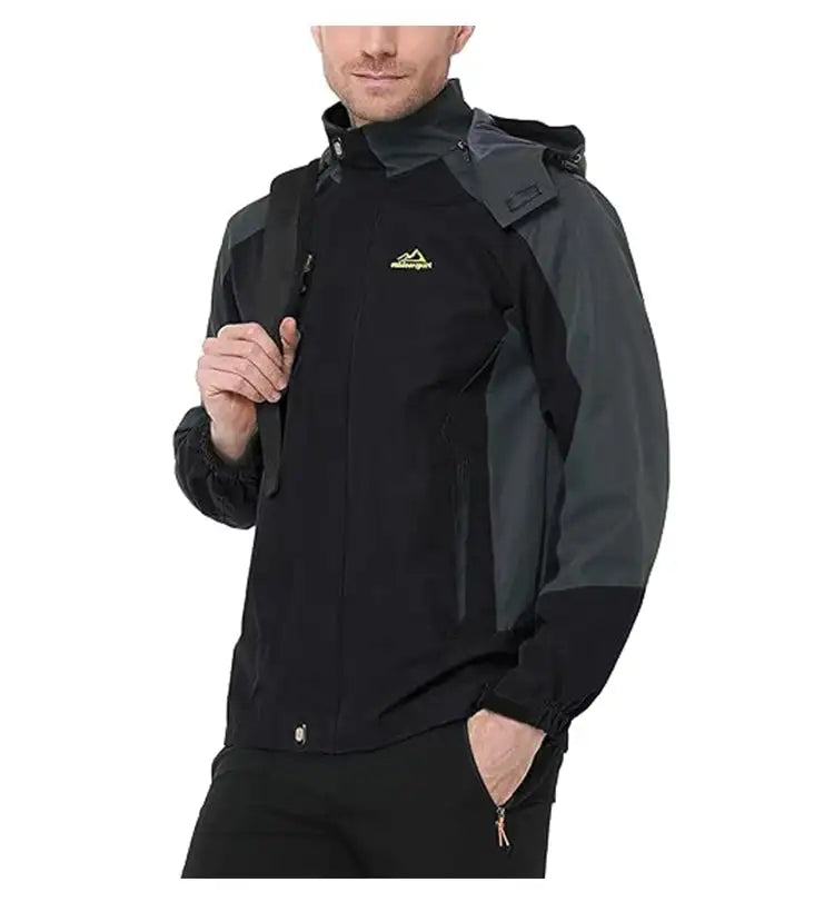 Men’s Waterproof Autumn Hiking Jacket – Hooded Windbreaker
